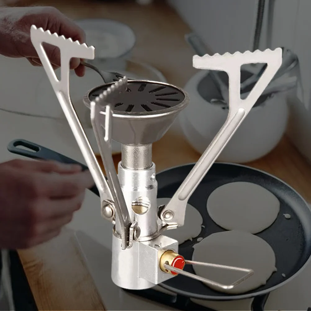 

1pc Portable Mini Stainless Steel Camping Stove Foldable Gas Cooker Leak-Proof High Power 2000W Fast Boil 1L In 6Mins 17G Gas