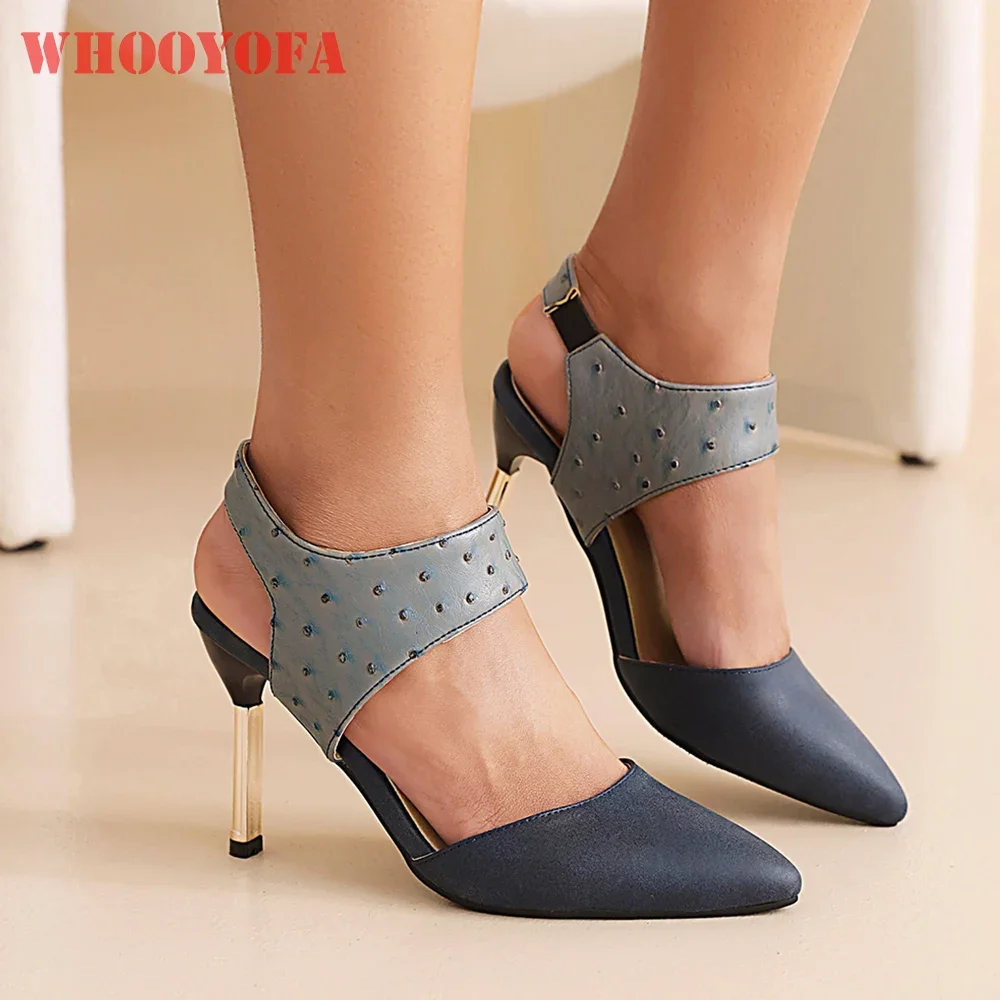 Новые летние милые синие, бежевые женские модельные сандалии, модные офисные женские туфли на высоком каблуке, маленький большой размер 11, 32,3, 46, 48