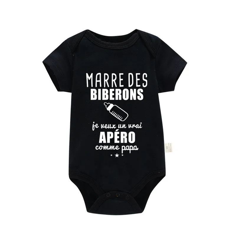 I Want a Real Aperitif Like Daddy Funny Baby Bodysuits Infant Cotton Short Sleeve Rompers Newborn Body Baby Boys Girls Onesies