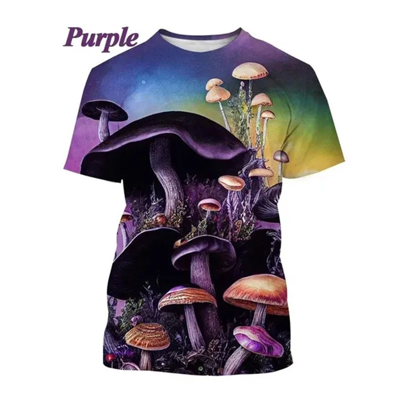 

3D Printed Trippy Psychedelic Mushroom T-Shirt For Men Plant Pattern Tees Casual Loose O-Neck Short Sleeve T Shirts Unisex Tops