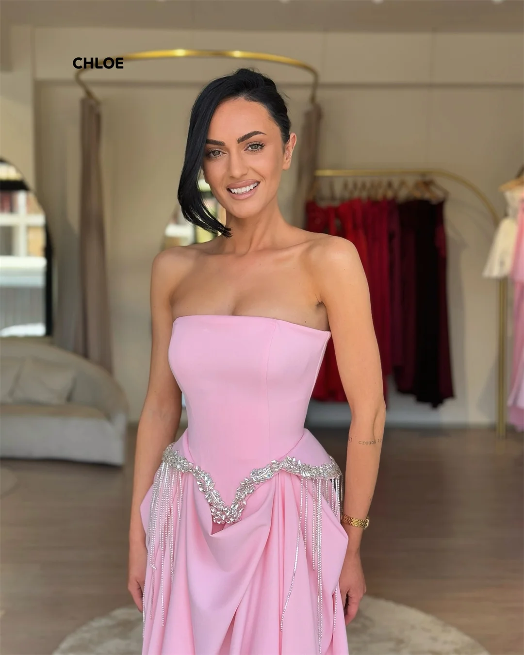 2025 맞춤 제작 고급 여성 이브닝 드레스 오프숄더 라인 A 슬리브리스 우아한 파티 드레스 로브 소아레