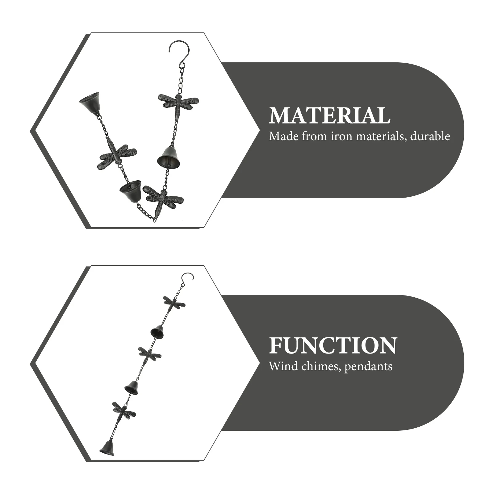 

Dragonfly Chime Metal Iron Bell Pendant Outdoor Hanging Decoration for Patio Window Yard Wind Chime