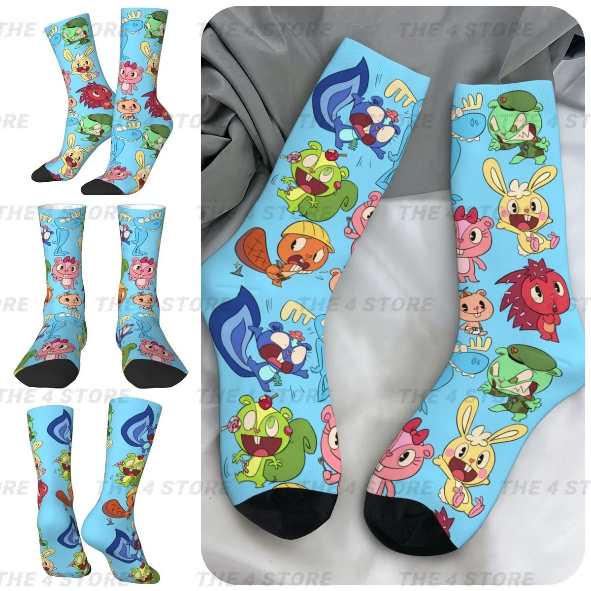 Happy Tree FriendsHigh elasticity polyester fiber 3D printing cosy Unisex Running  Interesting Four Seasons Socks