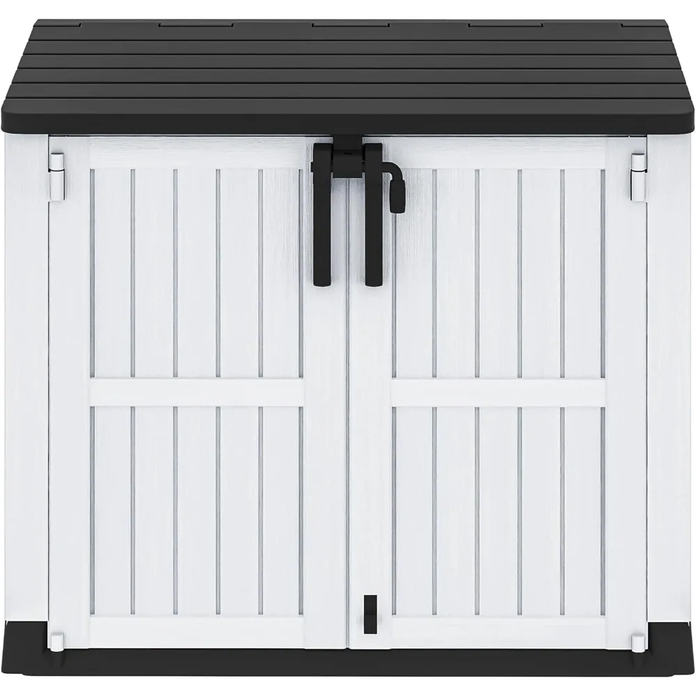 

36 cu ft Tool Storage Shed, Storage for Bakcyard, Patio, and Garden, Resin Plastic Shed with Sloped Lid, Lockable Door, and Woo