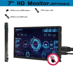 IPS 7Inch Screen HDMI NONTouch Module 1024 x 600 for Raspberry Pi 3 Pi4 PC monitor orange pi Case screen with Portable