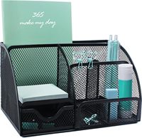 Mesh Pen Holder and Organizer with 7 Compartments and Drawers for Office, Workspace, Business, Home Use