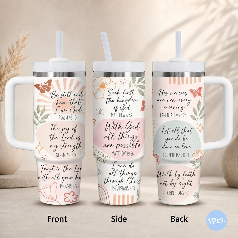 

Mother'S Day Thanksgiving Gift Vacuum Flasks 40oz Thermal Stainless Steel Tumbler with Handle Straw Leakproof Mug