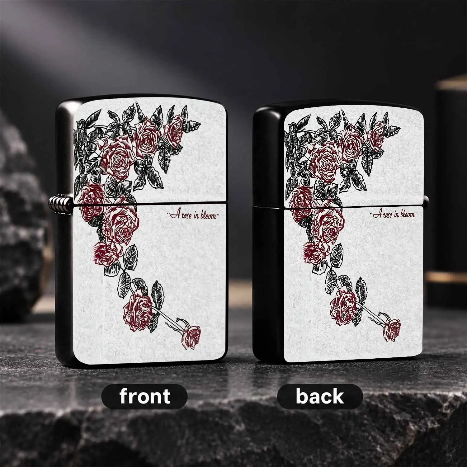 Exquisite Rose in Bloom Pattern Portable Lighter, Vintage Artistic Aesthetic Accessory, Fits All Daily Scenarios, Thoughtful Gifting Option for Partners and Friends, Durable Craftsmanship Retains Delicate Details, Adds U A Humorous And Inte