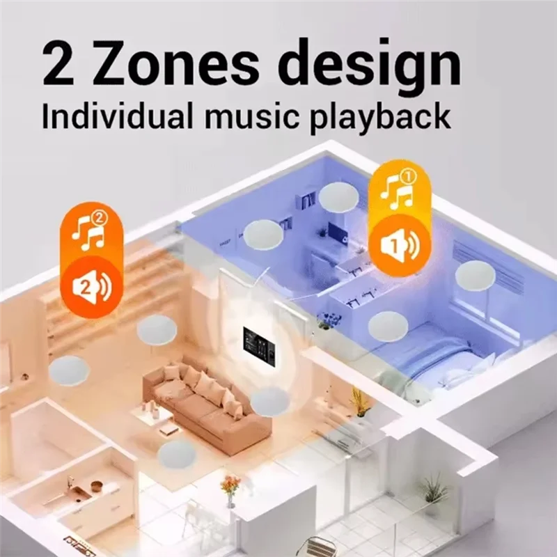 DIGIT-achtergrondmuzieksysteem Intelligente 7 "Tuya-paneelbediening 8-kanaals wandversterker Touchscreen Ondersteuning Google Play