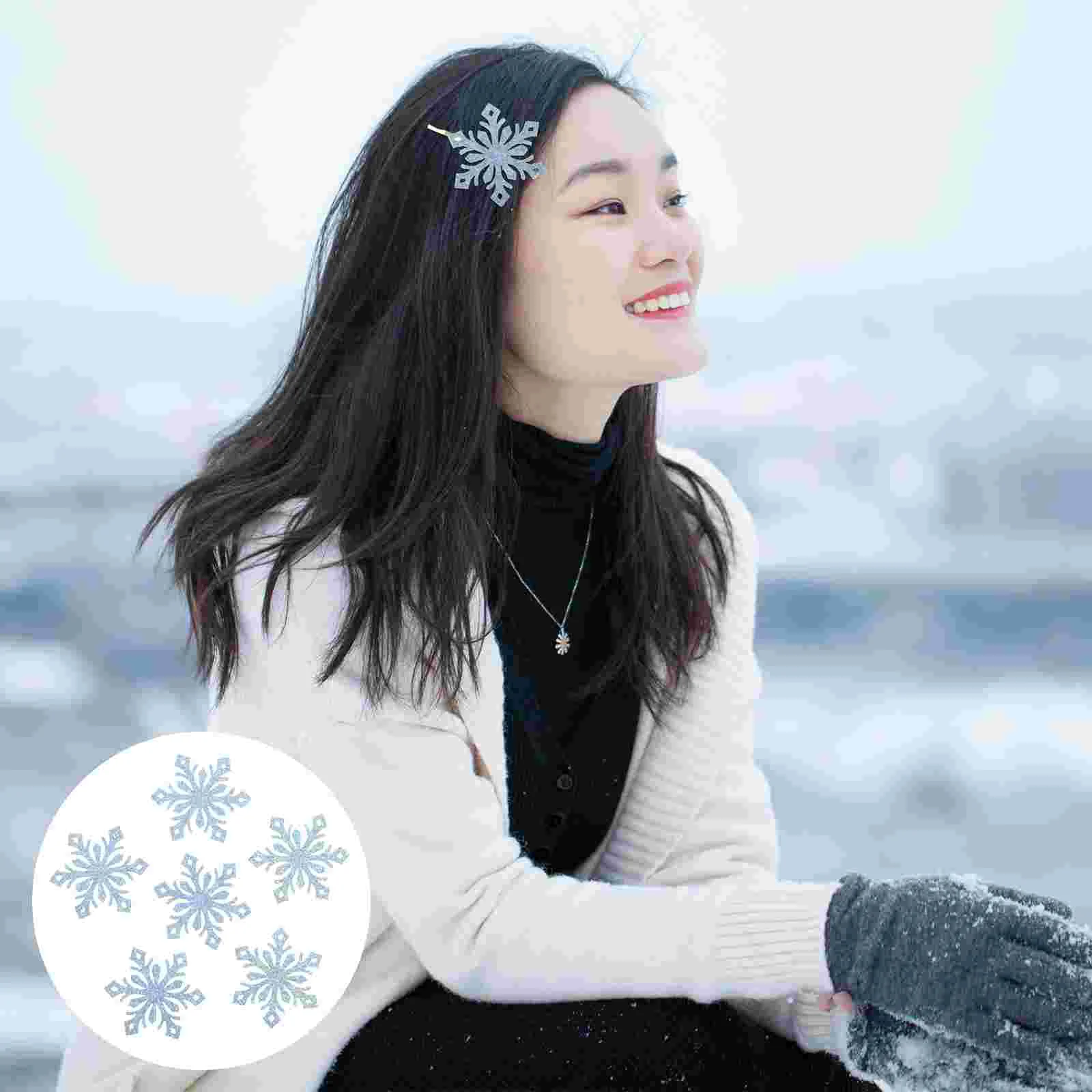 30 Pcs DIY Decorative Snowflakes Hairpins Accessories Clips Headgear Clothing Hairband Part Gold Powder Accessory Child