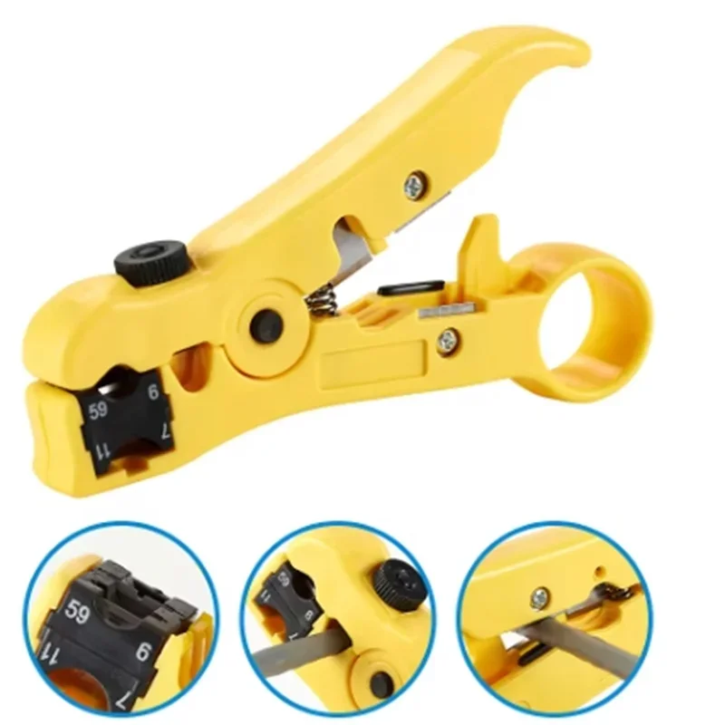 Automatic Cable Wire Stripper Wire Coax Coaxial Stripping Tool Multi-functional Cutter Striper for UTP STP RG59 RG6 RG7 RG11