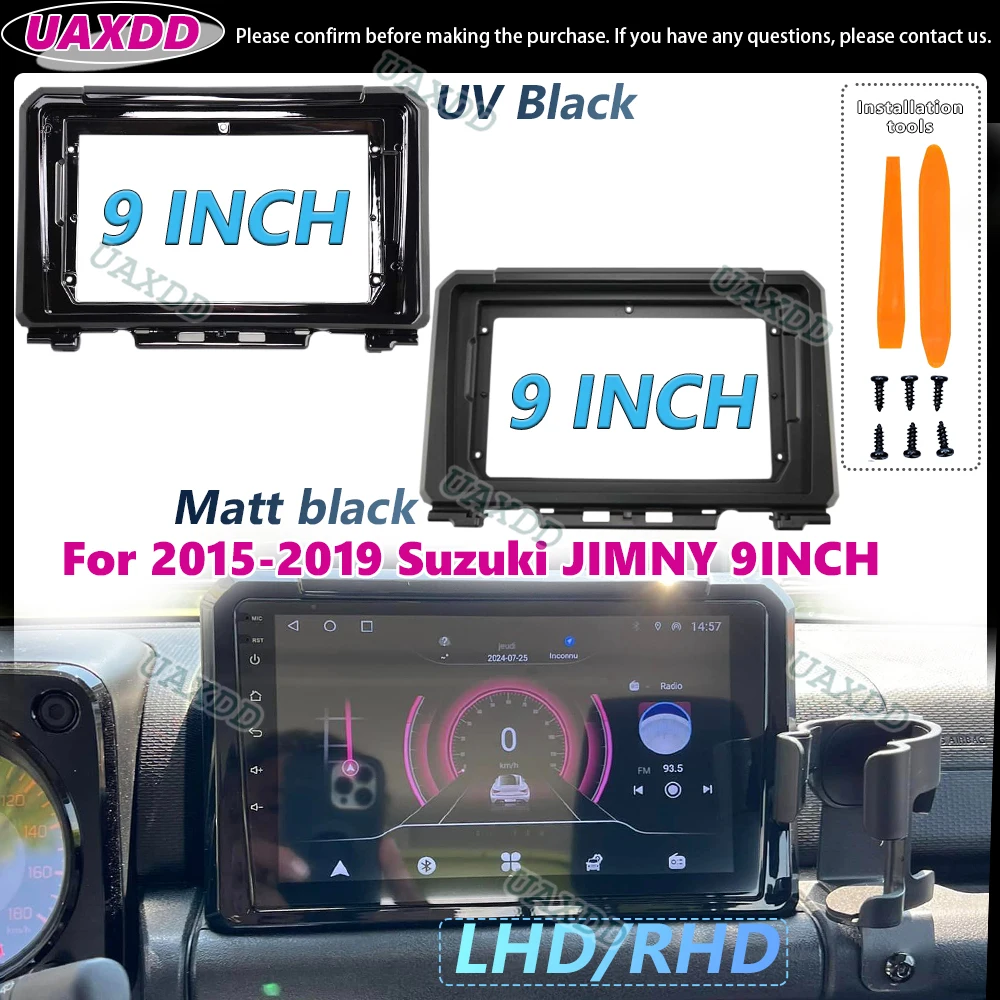 UAXDD 안드로이드 프레임 키트 네비게이션 (2015-2019 스즈키 짐니 9인치 패널 센터 페시아 2 Din 카 인테리어 스테레오 라디오 케이블 CD)
