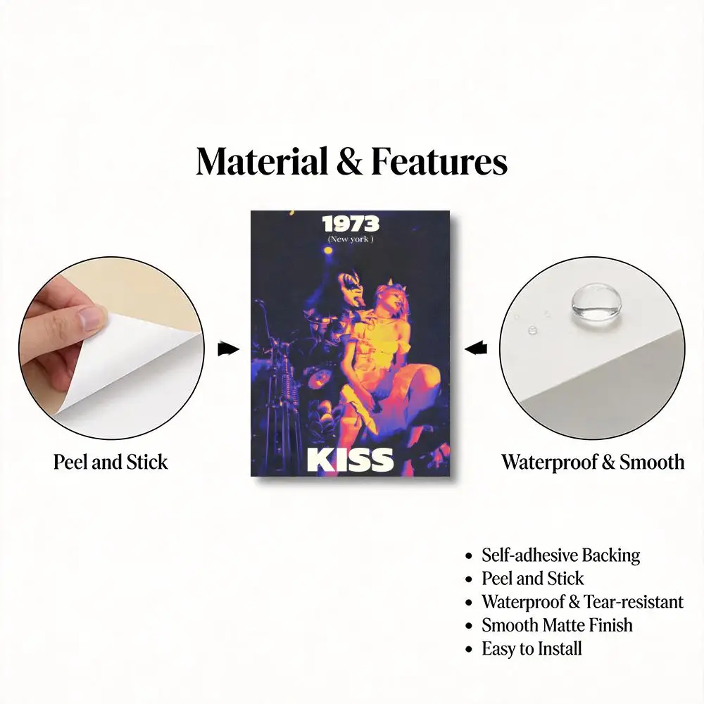 Rock Band Kiss Kraft Poster HD No Residue Self-Adhesive PP Poster Peel&Stick Decor view 4