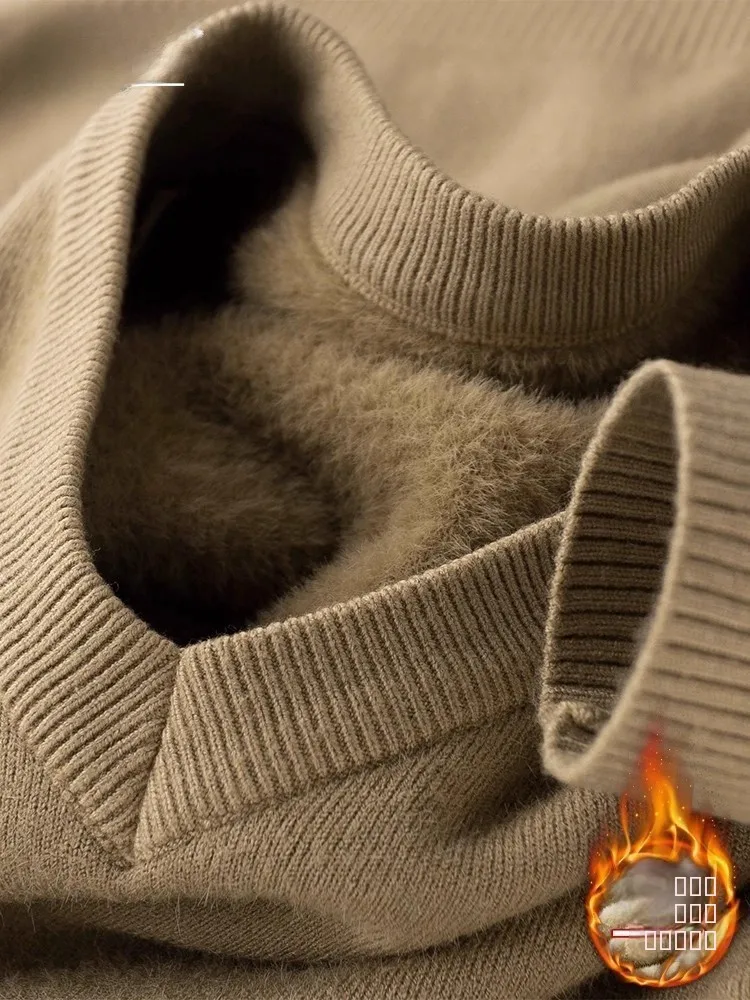 

Мужской свитер премиум-класса с V-образным вырезом, зимний, деловой, повседневный, мягкий, с флисовой подкладкой, удобный крой, длинный рукав