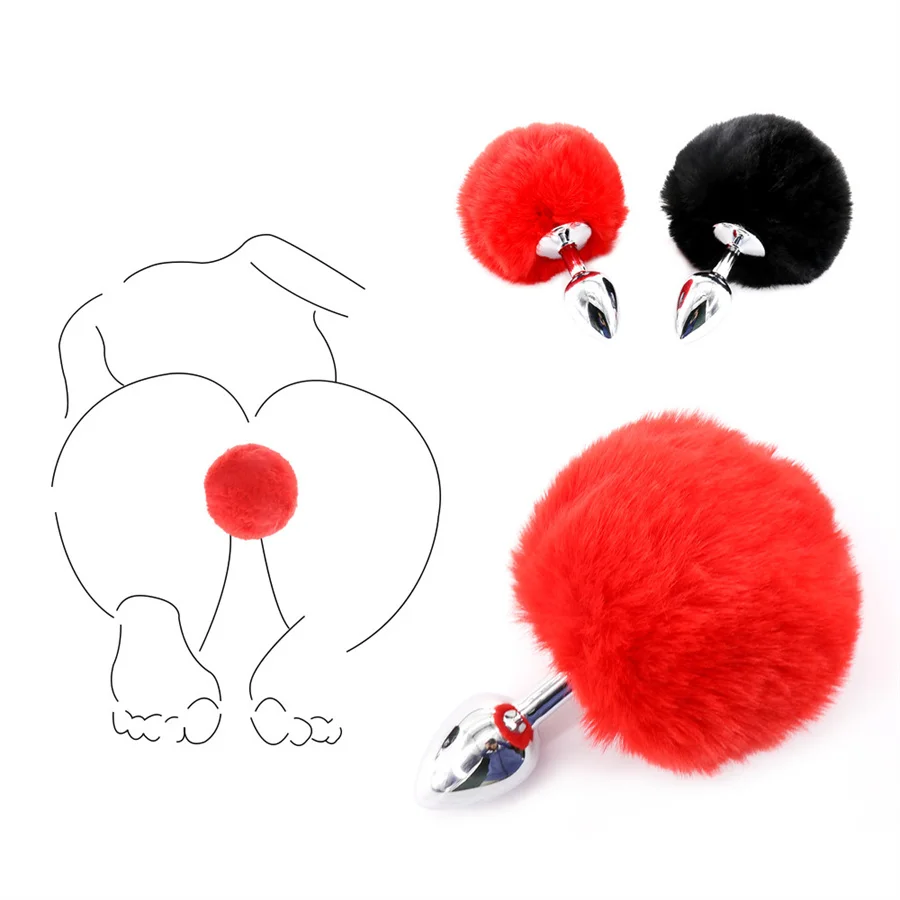 Metal Butt Plug Animal Plush Rabbit Tail Anus Stopper Massager Erotic Adult Goods Cosplay Sex Toys for Women Anal Plug