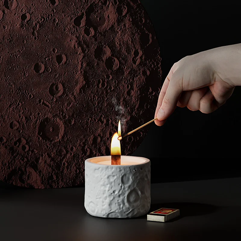 Candles Home Decoration Cement Moon Candle Cup Aromatherapy Empty Candle Jars Gift Decoration Birthday Candle