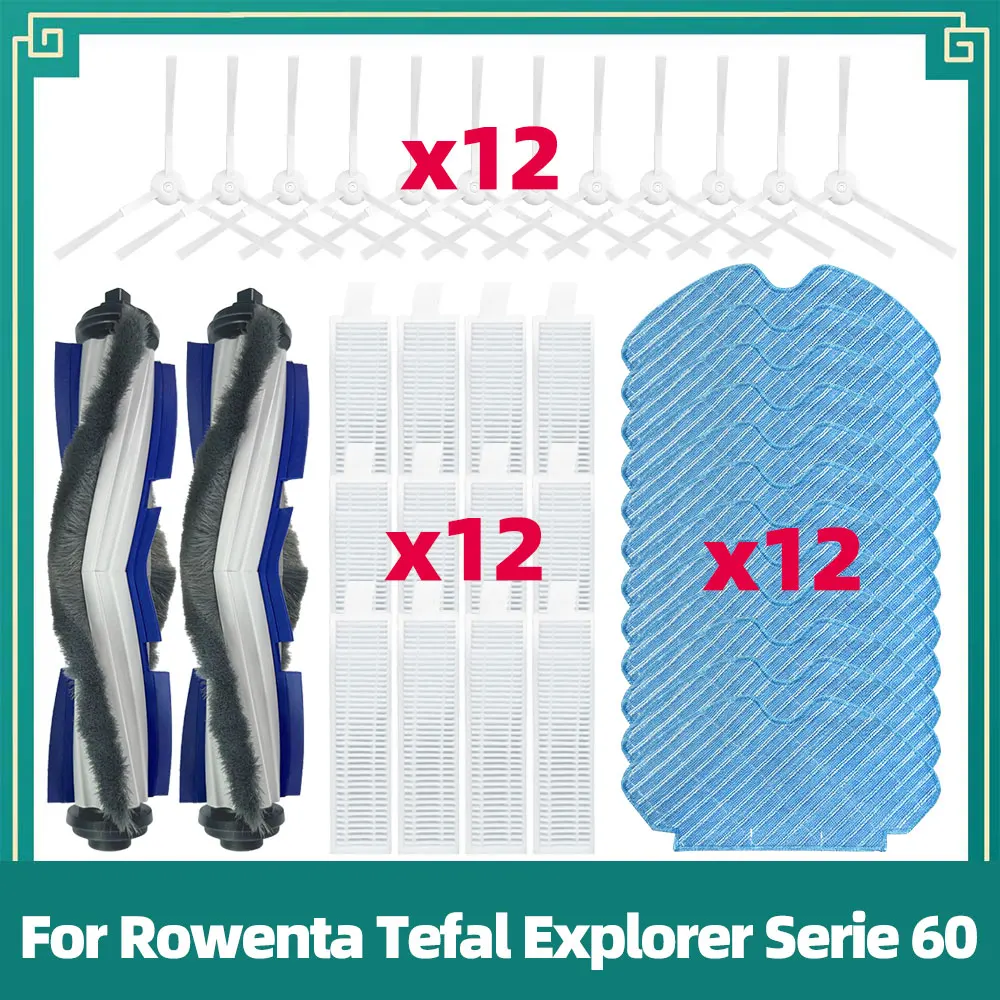 

Fit For Rowenta Tefal Explorer Serie 60/RG7447, RG7455, RG7447wh Vacuum Roller Side Brush Hepa Filter Mop Cloth Spare Parts