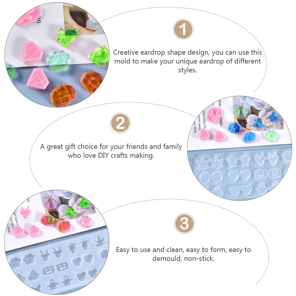 

2pcs Silicone Eardrop Creative Shape Non-Stick Earring Casting Mold Diy Craft Jewelry Making Accessories High Flexibility