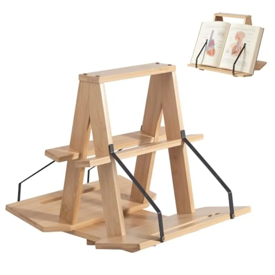 

Подставка для книг THOUSANDSUNNY Bamboo Medical Coding Book Stands, двусторонняя, вращающаяся, для чтения на рабочем столе, для больших книг и Библии