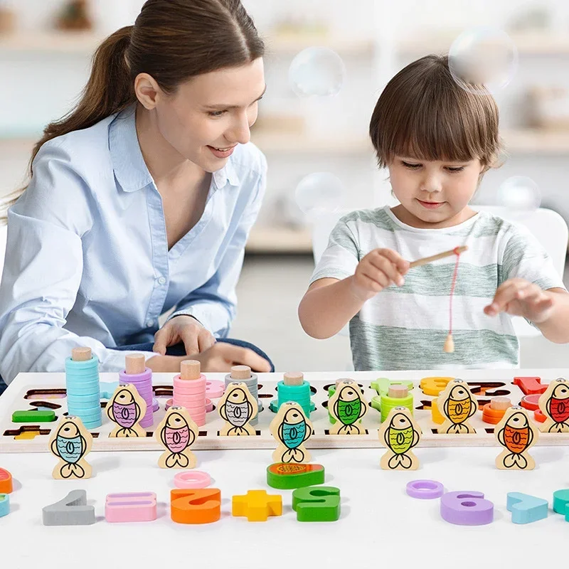 Houten puzzel Kleurrijk alfabet Nummer Houten blokken Kinderen Intelligent Matching Game Kinderen Educatief 3D Montessori Speelgoed