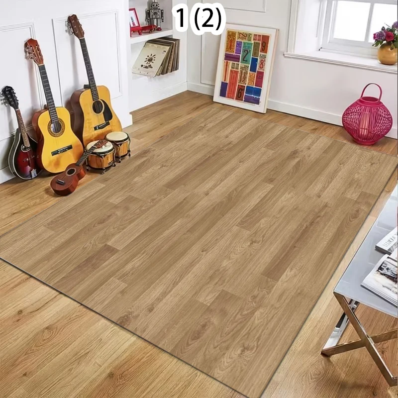 Rectangular Staggered 3d Planks Carpet Geometric Wood Grain Mats Entrance Non-Slip Floor Rug for Living Room Bedroom Home Decor