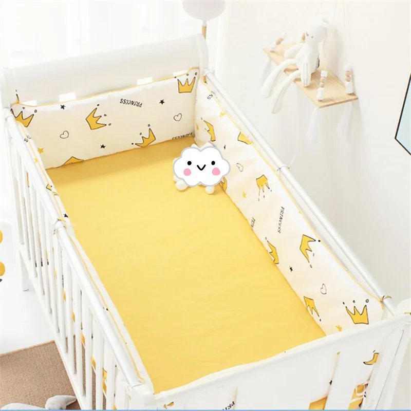 

New Cotton Children Anti-collision Protect Bed Bumper Set Simple Printed Pattern Baby Bedding Newborn Soft Breathable Bed Bumper