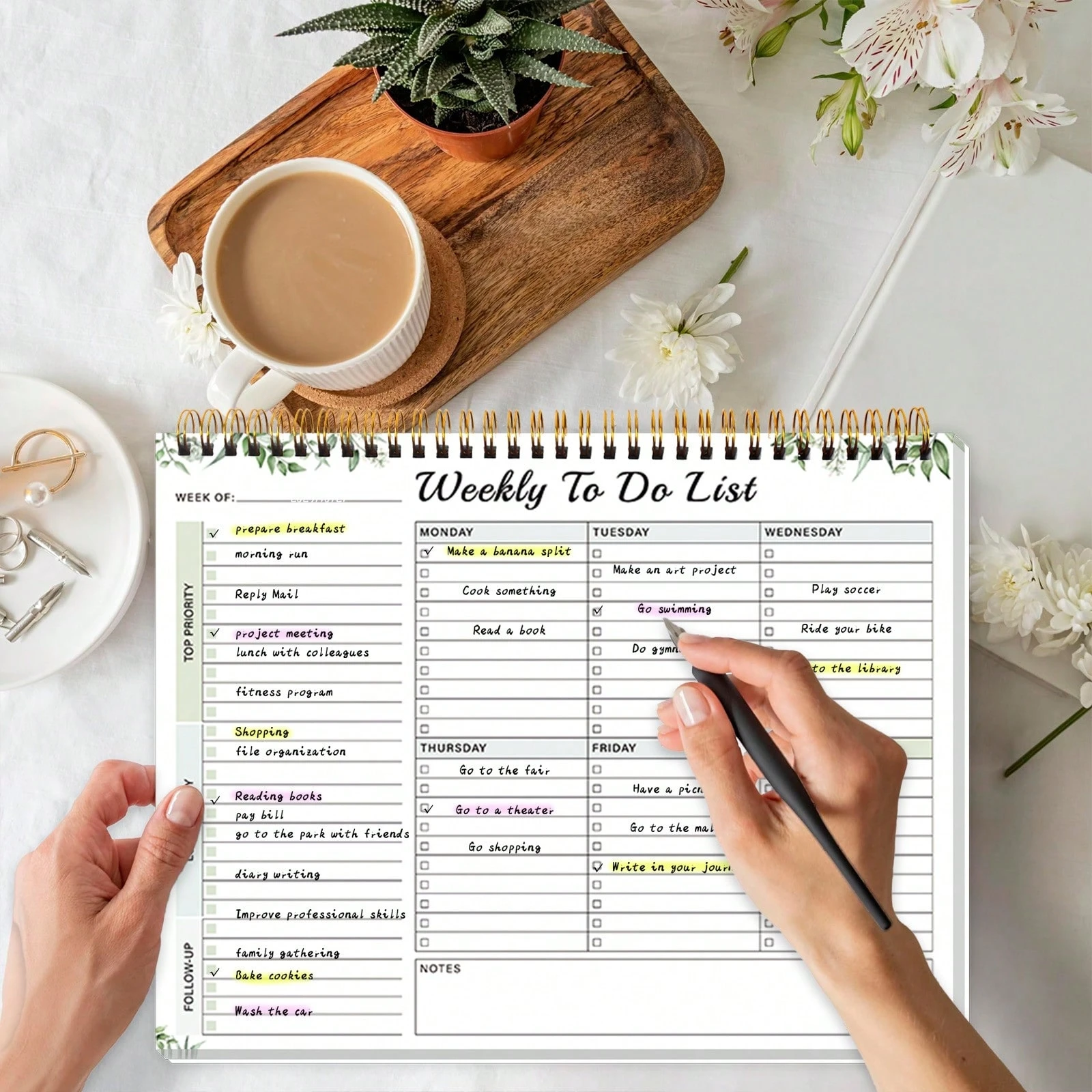Weekly Planner Pad Spiral Weekly Planner Undated 52-page To-do List Pad, 8.5*11 \