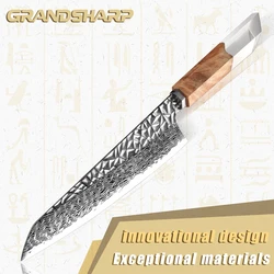 Grandsharp 8 Inch Damascus Chef Knife AUS-10 Steel Vegetables Chopper Meat Slicing Cooking Knives Resin Handle with Gift Box