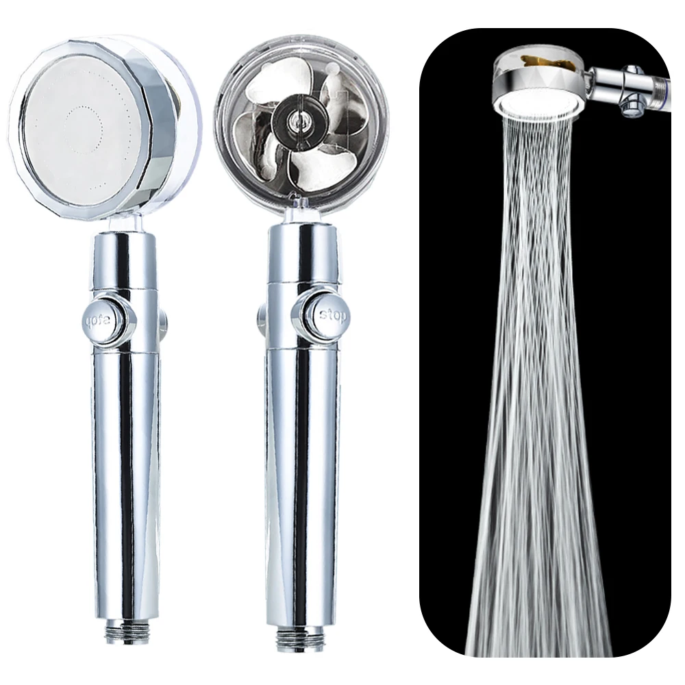 Shower Nozzle Twin Turbocharged Pressurized Propeller Fan Shower Shower Head Shower Showerhead  Rain Shower Head Bathroom