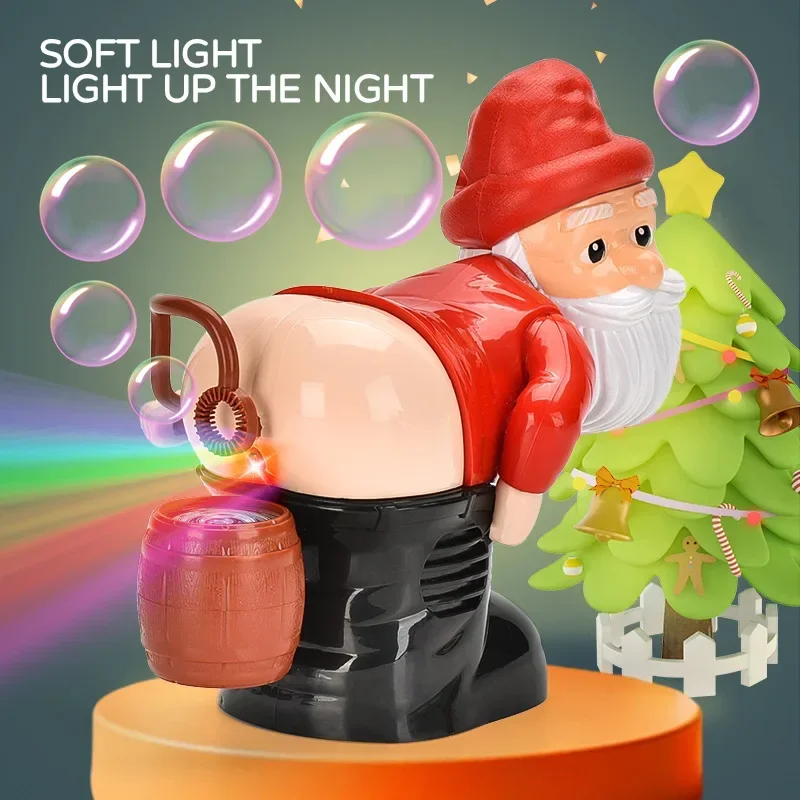 

New Christmas Santa Claus Bubble Blower with Music & Light Gnomes Farting Bubble Toy Novelty Xmas Gift for Boys Girls