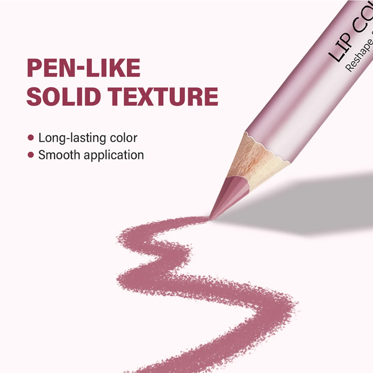 Conjunto de mini lápis labial de madeira de 4 pacotes, lápis labial de madeira portátil de longa duração, à prova d'água e fácil de colorir