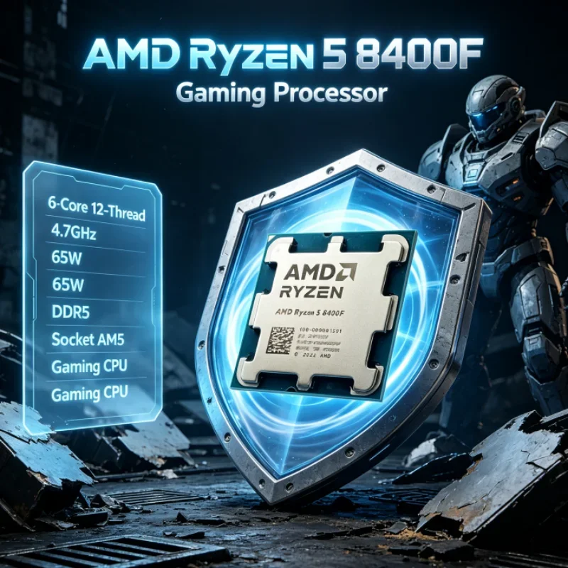 AMD Ryzen R5 8400F Desktop Processor 6-Cores 12-Threads 65W Up to 4.7GHz DDR5 PCIe 4.0 Zen 4 Socket AM5 for Design