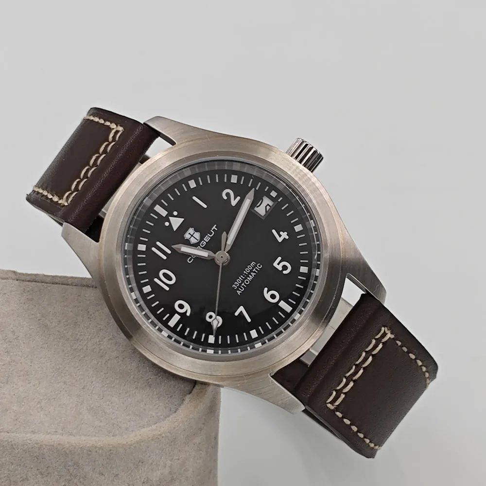 36mm/39mm Corgeut Watch Men Black Blue Green white Dial Silver PVD Black Case NH35 Mechanical Automatic Movement Watches custom