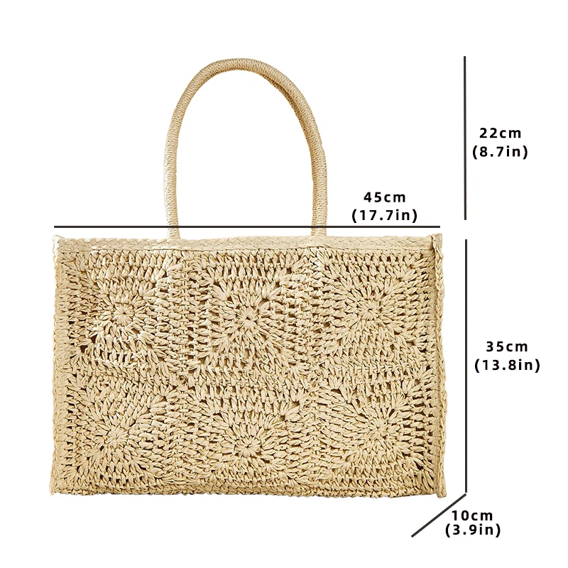 Tote Handbag Shoulder Bag For Women Straw Woven Beach 2023 New Summer Braided Large Fashion Party Shopping Female Simple Bags