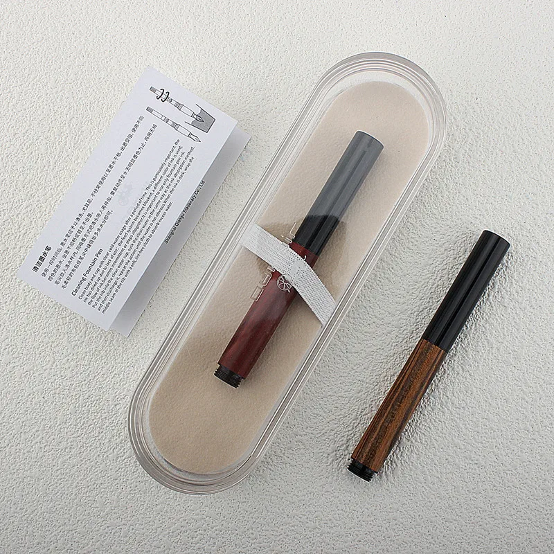 Mini Wood Fountain Pen Color Match Acrylic Box Pen Spin EF F M Nib Stationery Office School Supplies Ink Pens