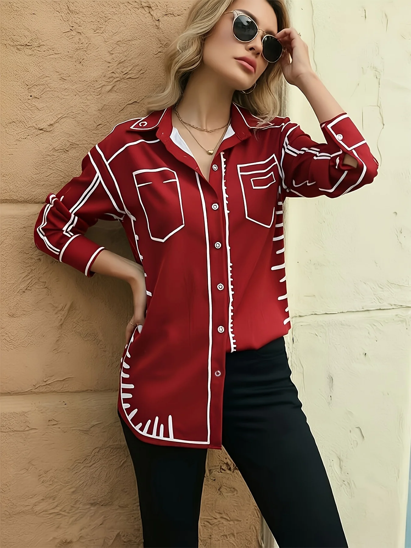 Chemise imprimée chic pour femmes, chemisiers décontractés amples, à la mode, nouvelle collection printemps été 2023