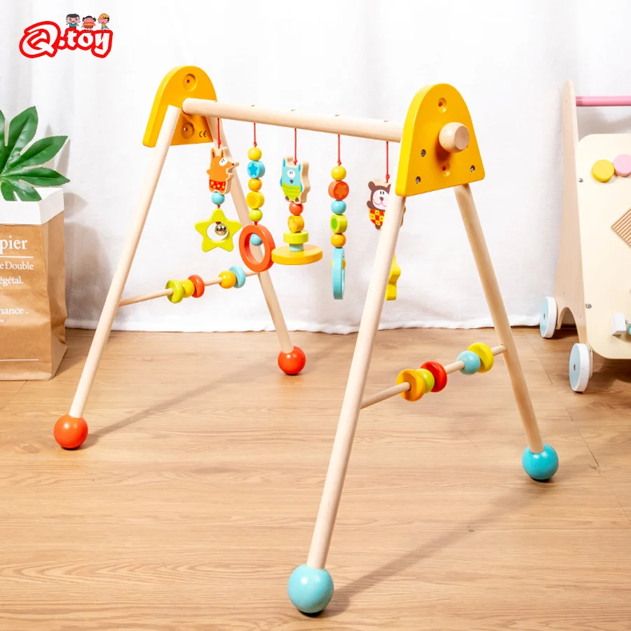 Pingente de madeira Baby Play Gym Frame Recém-nascidos Fitness Rack Pendurado Toy Kit Carrinho Atividade Rattle Baby Room Ornamento Decorações