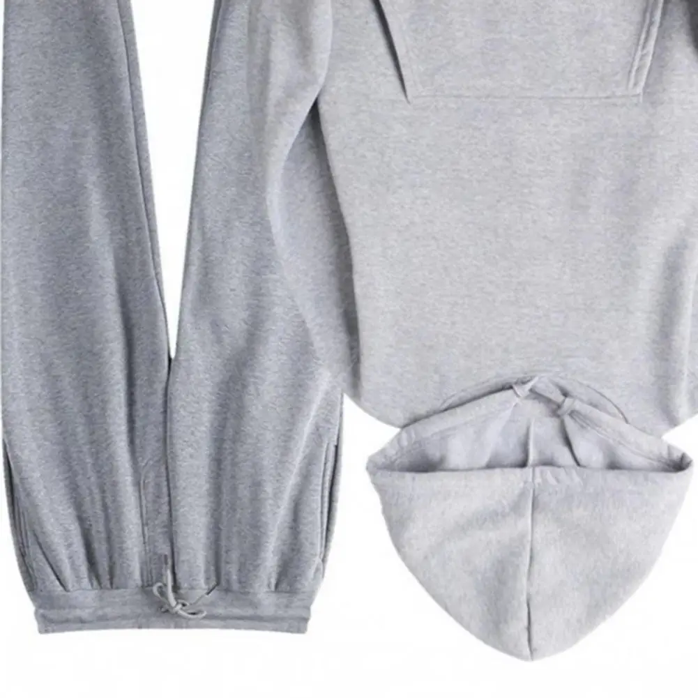 

2025 Hooded Tracksuit Unisex Sports Suit Set with Hooded Top Drawstring Waist Trousers for Spring Fall Workouts