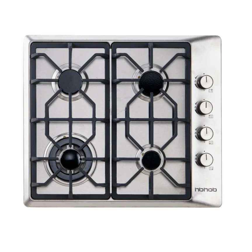 High Quality 4 Gas Stove Cast Iron Pan Support Tempered Glass Stainless Steel Gas Hob for Household Car RV Use Good for Hotels