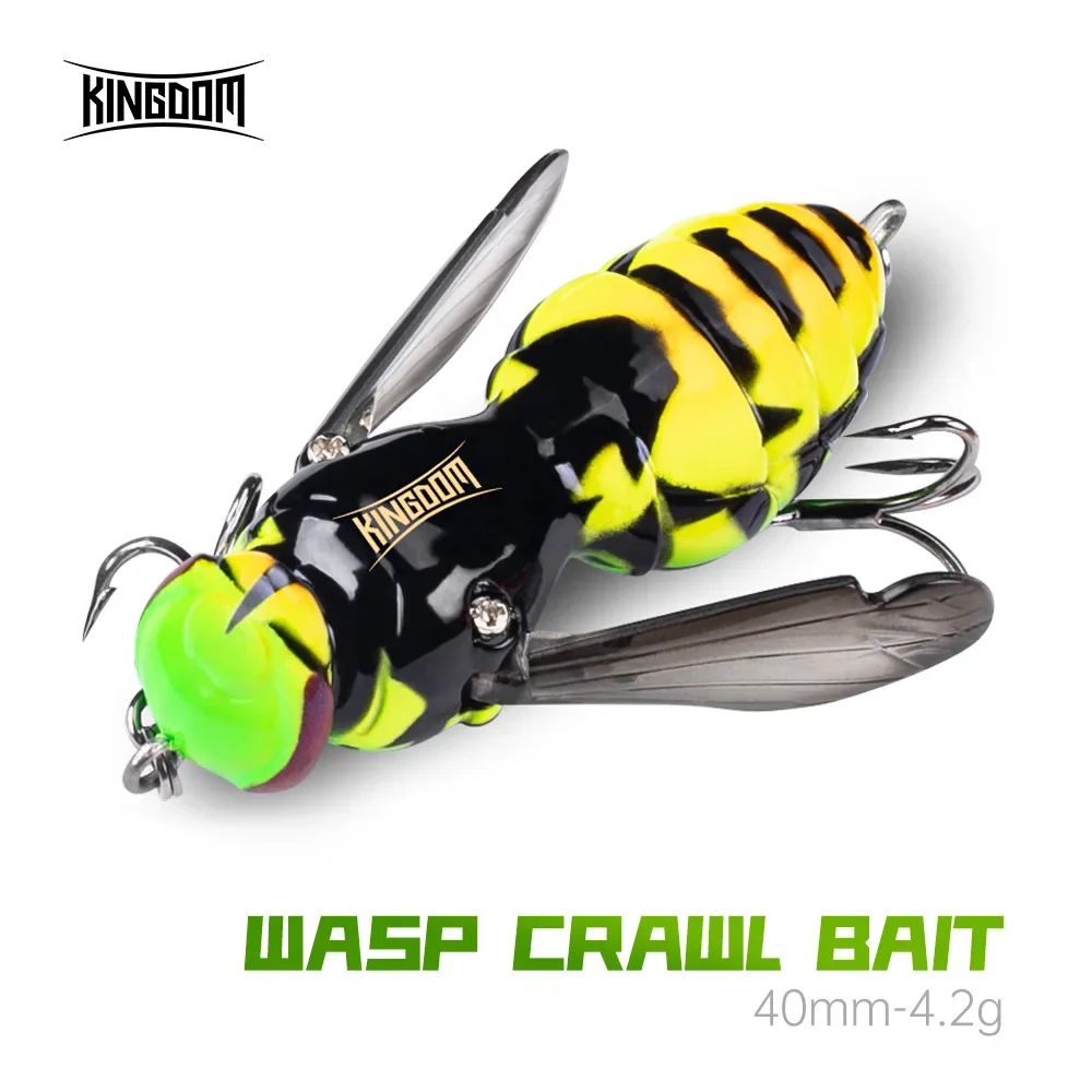 Kingdom Wasp Crawl Fishing Bait 4.2g 40mm Bionic Insect Floating Fishing Lure Hard Artificial Baits Bass Carp Pike Fishing