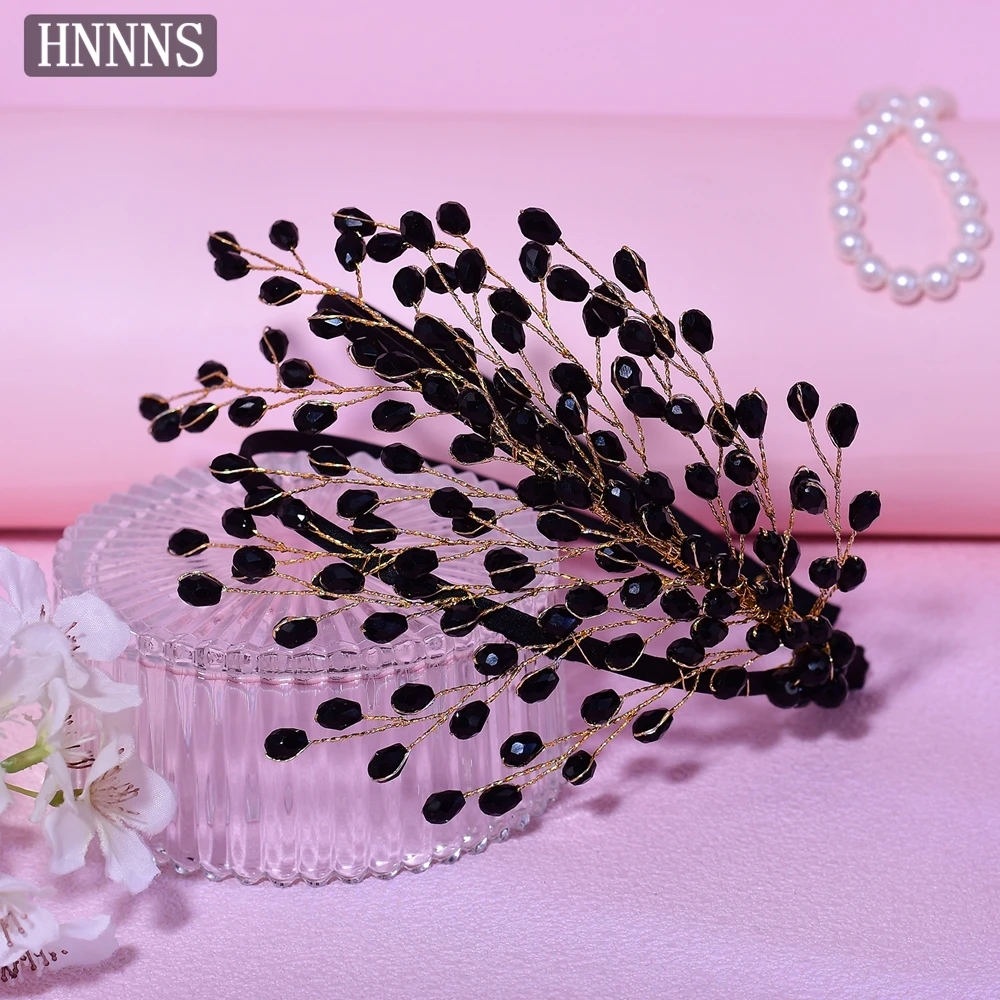 

HNNNS Crystal Beaded Headband High-end Double Layer Headpiece Handmade Elegant Headdress Banquet Jewelry Hair Accessories A214