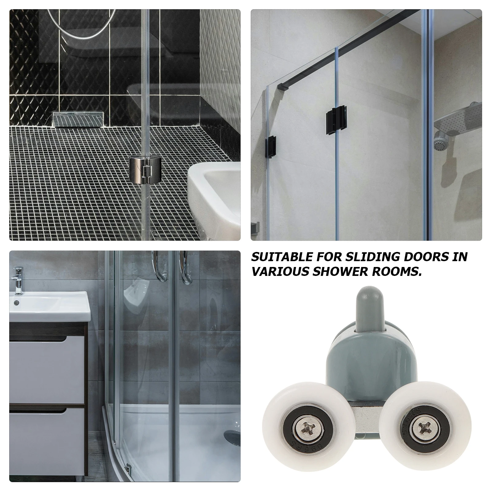 

4pcs Bathroom Sliding Door Roller Wheel High Precision Trolley Assembly Heavy Duty Track Guide for Garage