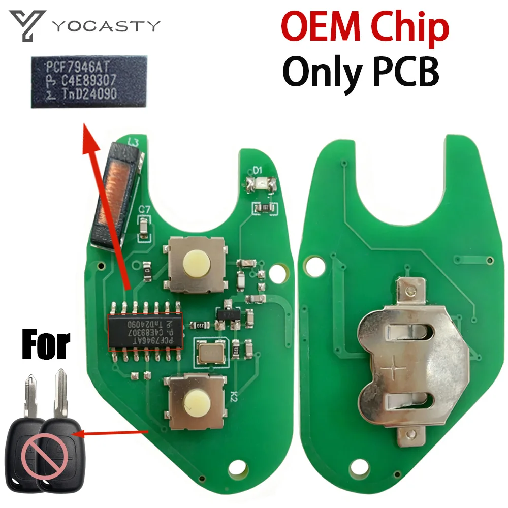 YOCASTY PCF7946AT OEM Chip PCB 433MHz For Renault Traffic Movano Kangoo Master Vivaro 2 Buttons Remote Car Key Circuit Board