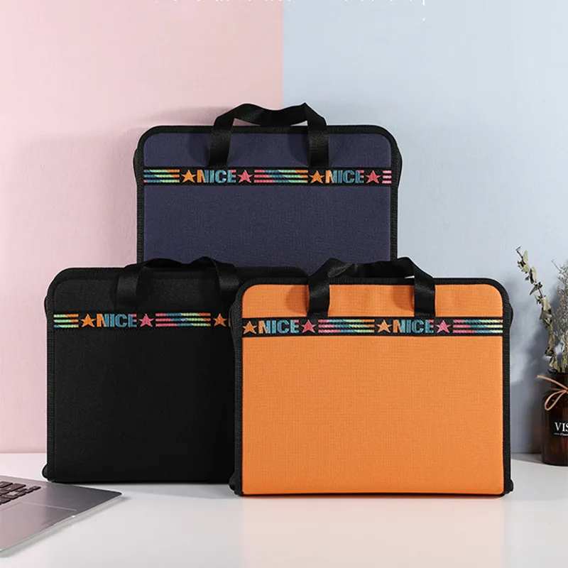 Accordion File Organizer 13 Pockets Expanding File Folder With Handles Canvas Portable A4 Document Filing Box Desktop Organizer