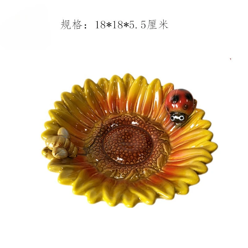 Sunflower Ceramic Tray Pastoral Creative Hotel Entrance Key Storage Sunflower Beetle Ceramic Ashtray Ornament