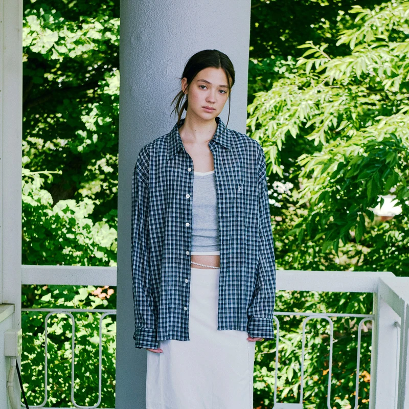 

Ретро-корейская свободная рубашка с длинным рукавом, вышитая, в клетку, тонкая, осенне-весенняя, модная, стройнящая, для повседневной носки, женская