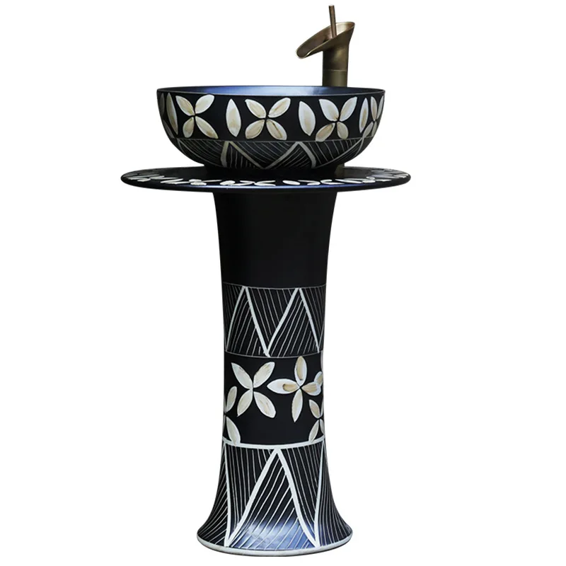 

Column basin integrated household bathroom ceramic balcony wash basin floor-to-ceiling basin outdoor