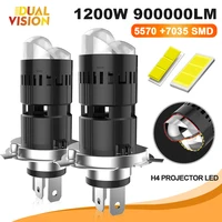 2 uds H4 lente de proyector bombillas LED para faros de coche Mini Bi LED 900000LM 1200W CANBUS Turbo bombillas para motocicleta H4 luz alta y baja