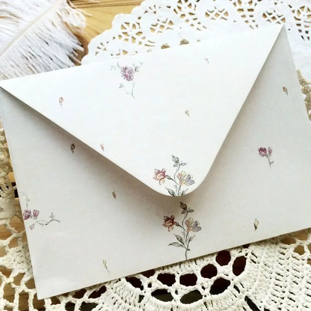 10pcs Birthday Card Fresh Letterform Letter Pad Holiday Invitation Elegant Floral Letter Paper Writing Paper Envelopes