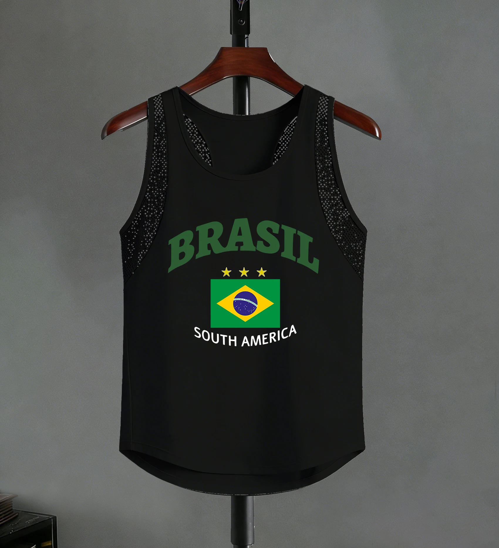 Brasil South America Printing Herren-Reticular-Westen, modische All-Match-Tankweste, weiche Sport-Tanktops, Unisex-Ferien-Singlet